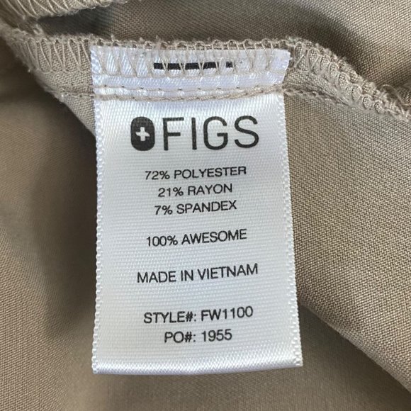 Figs Technical Collection Casma Three-Pocket Scrub Top Women's Small Tan V-Neck - Picture 8 of 10